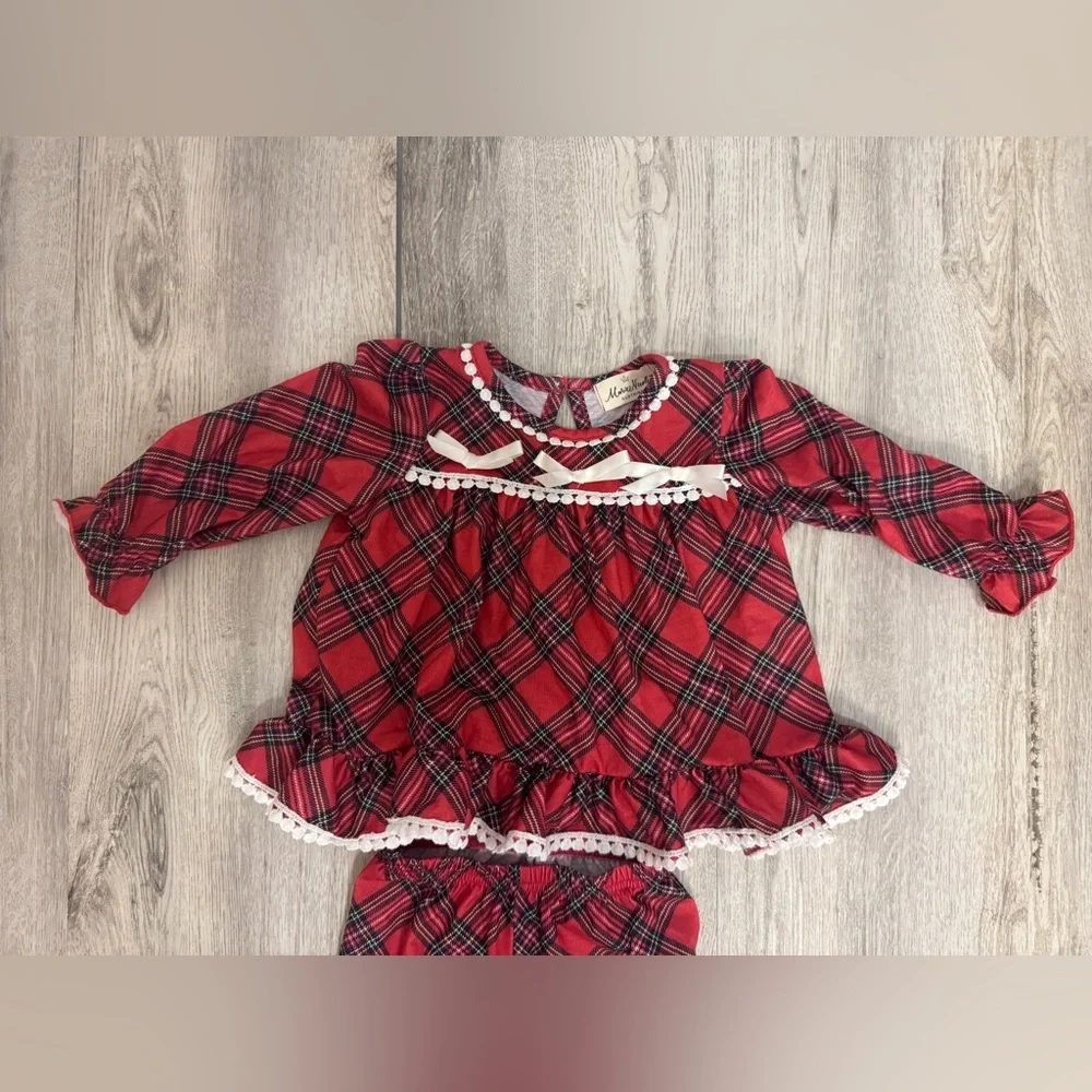 Marie Nicole Charming Holiday Red Plaid Kids Pajama Set
